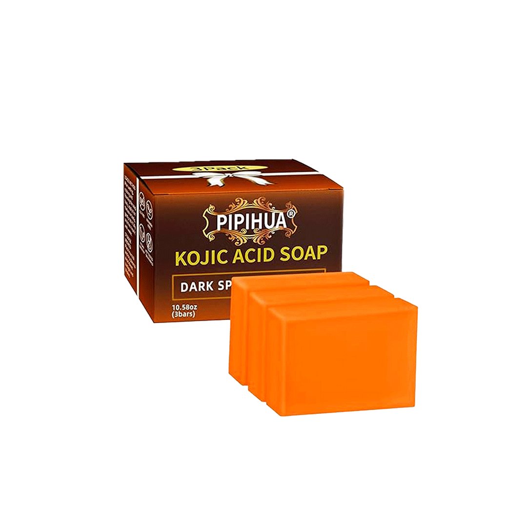 PIPIHUA Kojic Acid Soap 3 Pack (10.58oz) – Acne & Dark Spot Care Soap with Turmeric, Collagen & Hyaluronic Acid