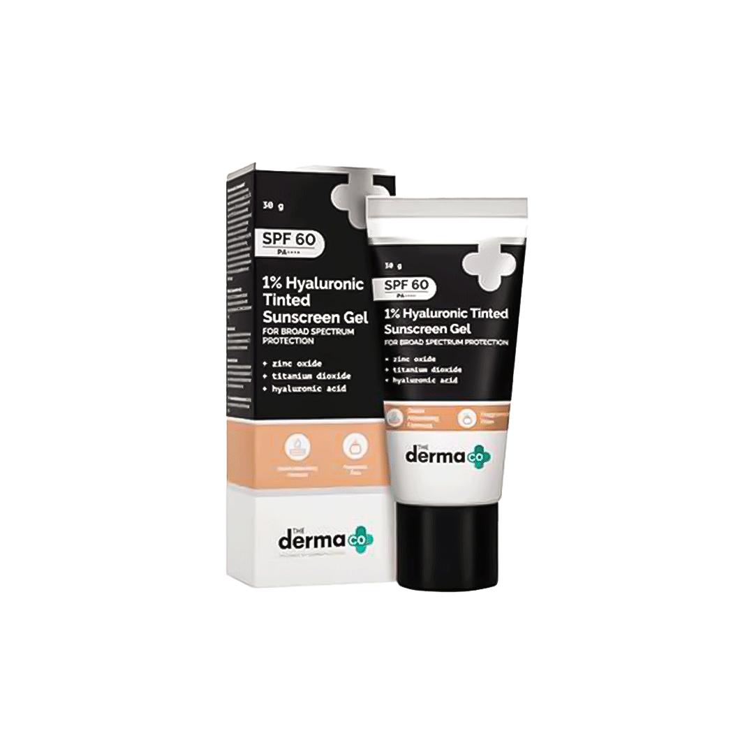 The Derma Co 1% Hyaluronic Tinted Sunscreen Gel SPF 60 PA++++ (30g)